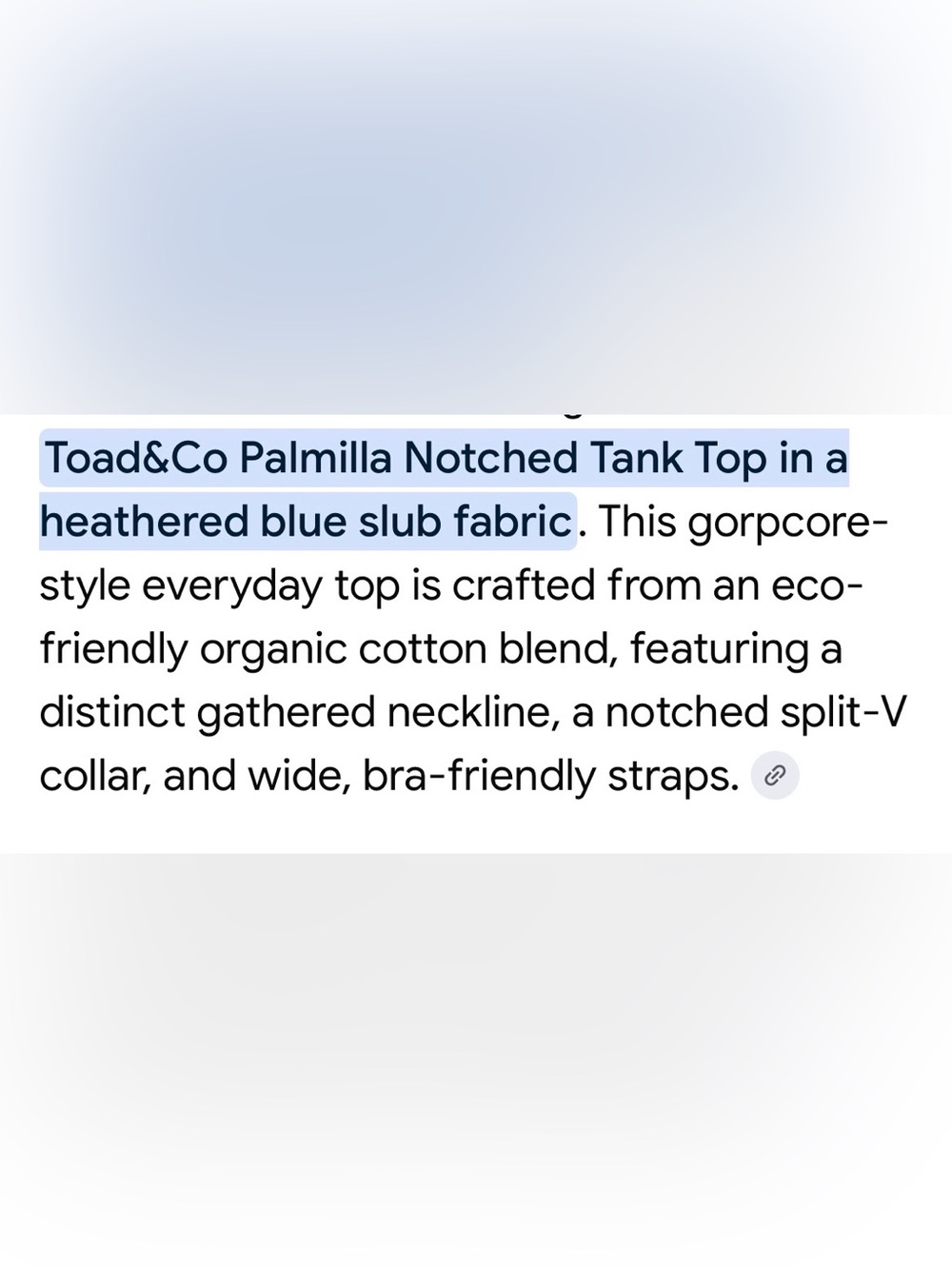 Toad & Co Palmilla Notched Tank Heathered Blue size S EUC